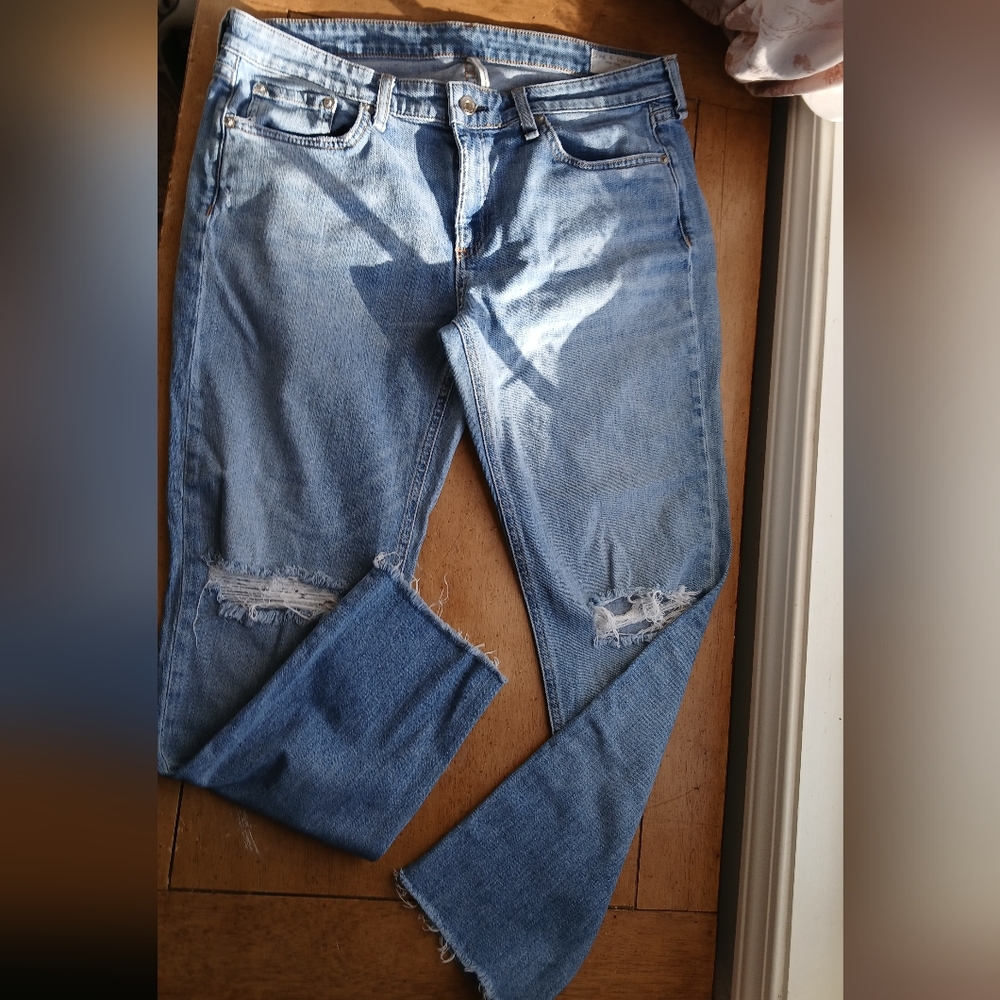 rag & bone Light Blue Womens Low Rise Ankle SLIM BF Jeans